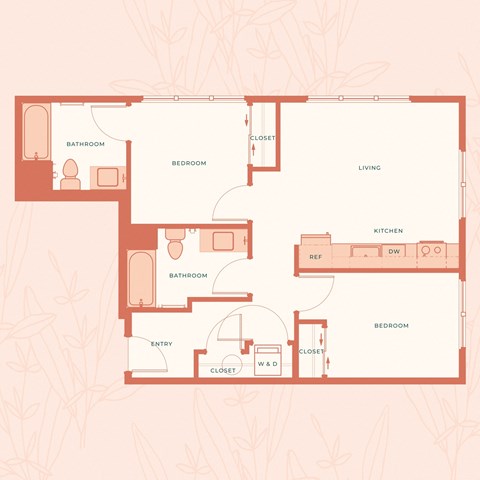 The Warren in Spokane, WA Two Bedroom Two Bathroom C Floor Plan